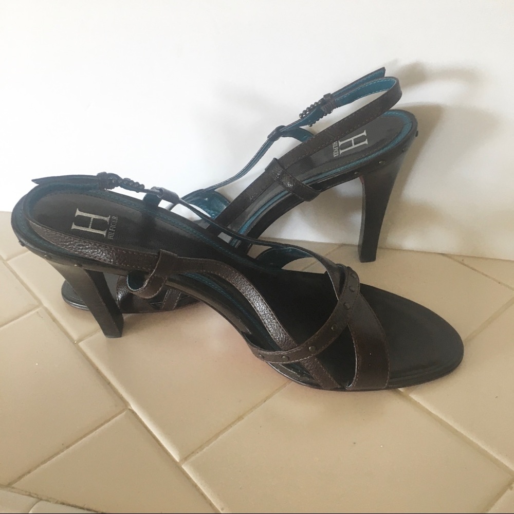 Tommy Hilfiger Brown Leather Slingback Heels
